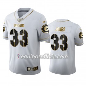 Camiseta Hombre NFL Green Bay Packers Aaron Jones 33 Nike Blanco Golden Edition 100th